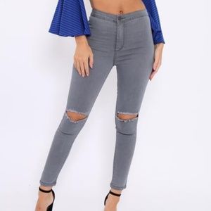 ASOS grey high waist skinny jeans